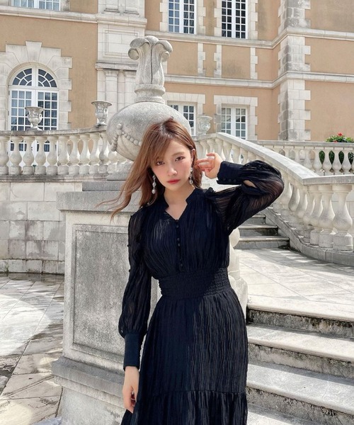 ANDGEEBEE（アンジービー）の「スリットスリーブワンピ（ワンピース・レディース・ベージュ/ブラック・MEDIUM）」の7枚目の写真