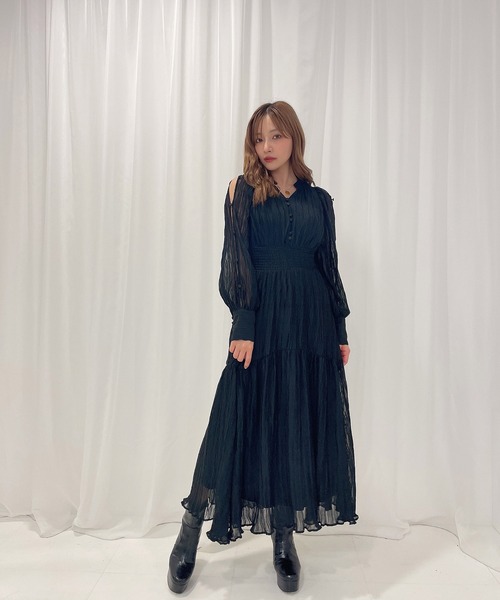 ANDGEEBEE（アンジービー）の「スリットスリーブワンピ（ワンピース・レディース・ベージュ/ブラック・MEDIUM）」の12枚目の写真