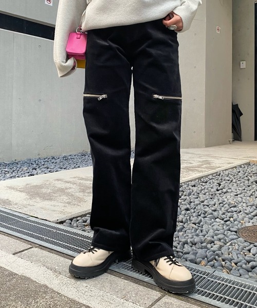 WHO'S WHO gallery（フーズフーギャラリー）の「ジップデザインコーデュロイパンツ（その他パンツ・レディース・ベージュ/ブラック/チャコールグレー/ブラウン・FREE）」の5枚目の写真