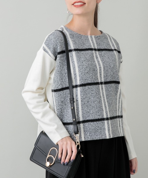 malla（マーラ）の「malla ニードルチェックイタリアプルオーバー（Tシャツ/カットソー・レディース・ホワイト/ブラック・FREE）」の2枚目の写真