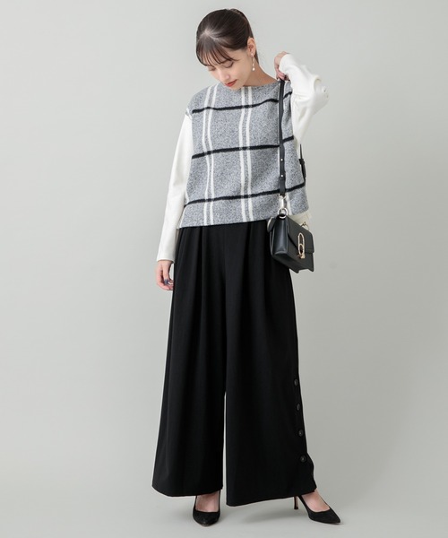 malla（マーラ）の「malla ニードルチェックイタリアプルオーバー（Tシャツ/カットソー・レディース・ホワイト/ブラック・FREE）」の4枚目の写真