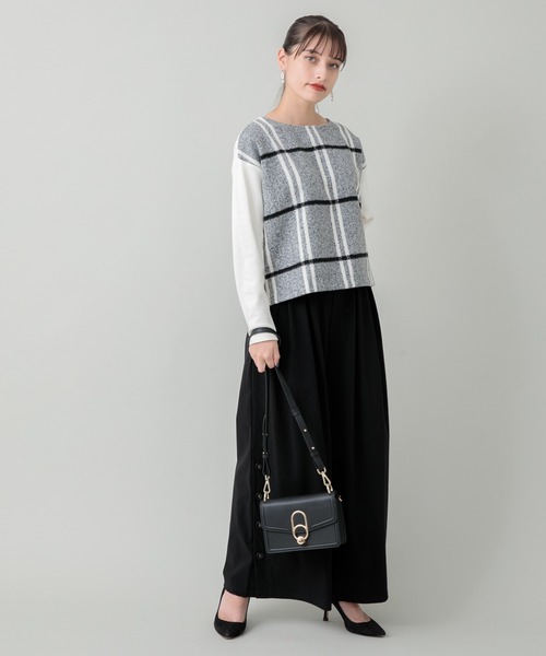 malla（マーラ）の「malla ニードルチェックイタリアプルオーバー（Tシャツ/カットソー・レディース・ホワイト/ブラック・FREE）」の7枚目の写真