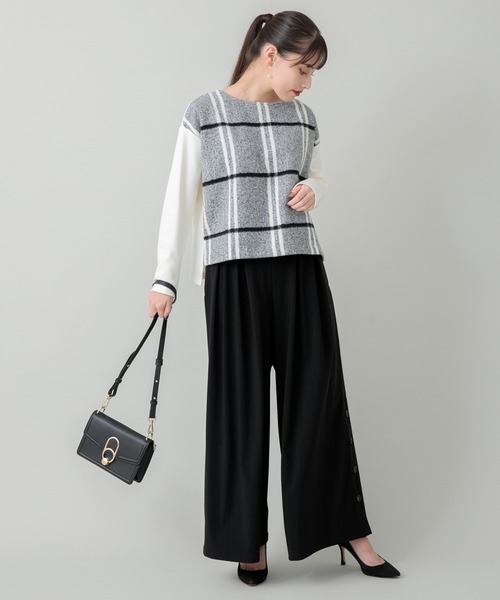 malla（マーラ）の「malla ニードルチェックイタリアプルオーバー（Tシャツ/カットソー・レディース・ホワイト/ブラック・FREE）」の10枚目の写真