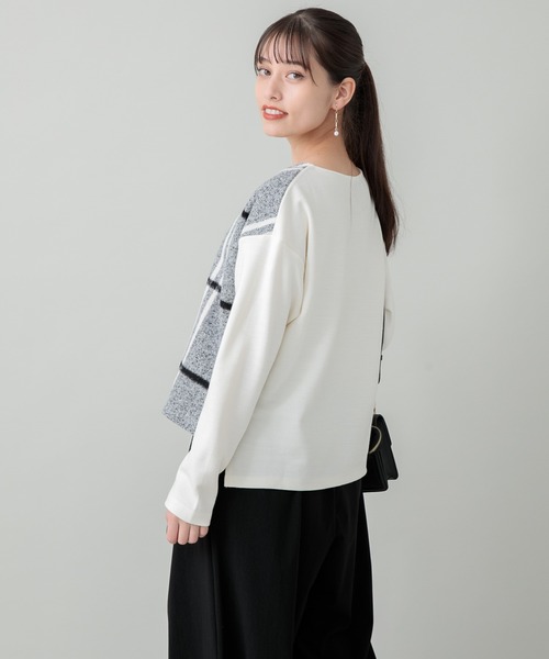 malla（マーラ）の「malla ニードルチェックイタリアプルオーバー（Tシャツ/カットソー・レディース・ホワイト/ブラック・FREE）」の5枚目の写真