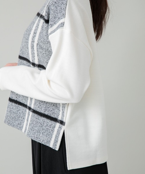 malla（マーラ）の「malla ニードルチェックイタリアプルオーバー（Tシャツ/カットソー・レディース・ホワイト/ブラック・FREE）」の15枚目の写真