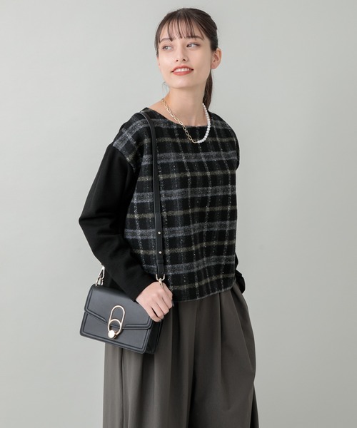 malla（マーラ）の「malla ニードルチェックイタリアプルオーバー（Tシャツ/カットソー・レディース・ホワイト/ブラック・FREE）」の3枚目の写真