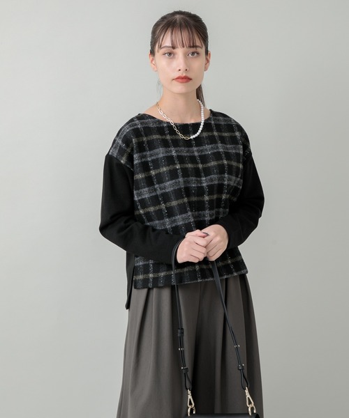 malla（マーラ）の「malla ニードルチェックイタリアプルオーバー（Tシャツ/カットソー・レディース・ホワイト/ブラック・FREE）」の9枚目の写真