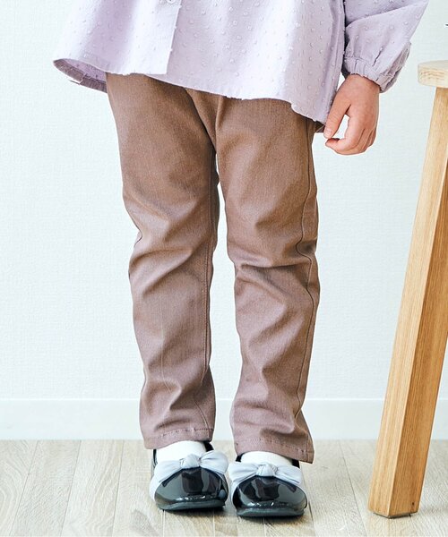 apres les cours（アプレレクール）の「スカラップポケットパンツ 10分丈（その他パンツ・キッズ・ブラウン/インディゴブルー/カーキ/ラベンダー/ピンク・80/90/100/110/120/130/140）」の2枚目の写真