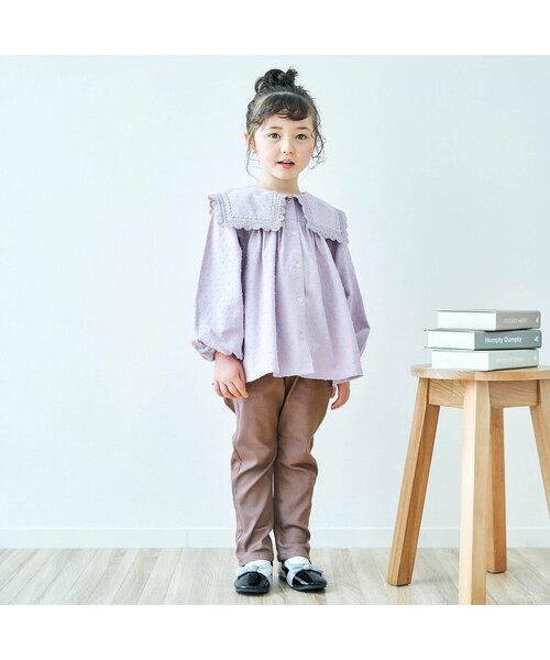 apres les cours（アプレレクール）の「スカラップポケットパンツ 10分丈（その他パンツ・キッズ・ブラウン/インディゴブルー/カーキ/ラベンダー/ピンク・80/90/100/110/120/130/140）」の6枚目の写真