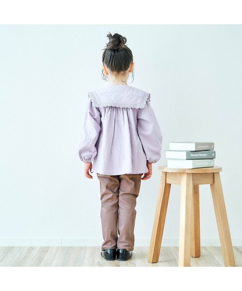 apres les cours（アプレレクール）の「スカラップポケットパンツ 10分丈（その他パンツ・キッズ・ブラウン/インディゴブルー/カーキ/ラベンダー/ピンク・80/90/100/110/120/130/140）」の7枚目の写真