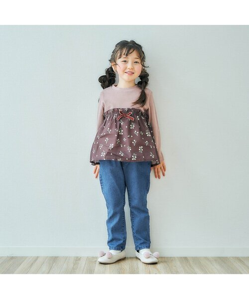 apres les cours（アプレレクール）の「スカラップポケットパンツ 10分丈（その他パンツ・キッズ・ブラウン/インディゴブルー/カーキ/ラベンダー/ピンク・80/90/100/110/120/130/140）」の8枚目の写真