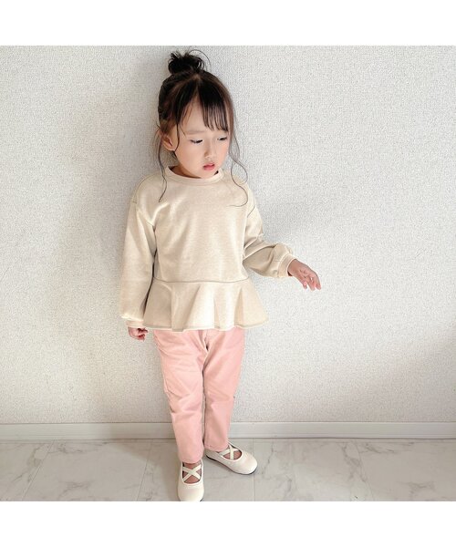 apres les cours（アプレレクール）の「スカラップポケットパンツ 10分丈（その他パンツ・キッズ・ブラウン/インディゴブルー/カーキ/ラベンダー/ピンク・80/90/100/110/120/130/140）」の10枚目の写真