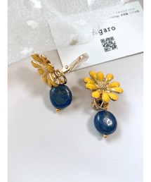 【Agaro】No.263　 天然石とお花の痛くなりにくいイヤリング(MA)