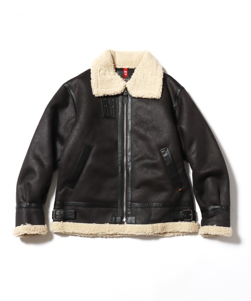 Alpha Industries(アルファインダストリーズ)の「ALPHA INDUSTRIES/アルファインダストリーズ B-3 FAKE MOUTON フライトジャケット(ムートンコート・メンズ・ブラック/ブラウン・M/L/XL)」の2枚目の写真
