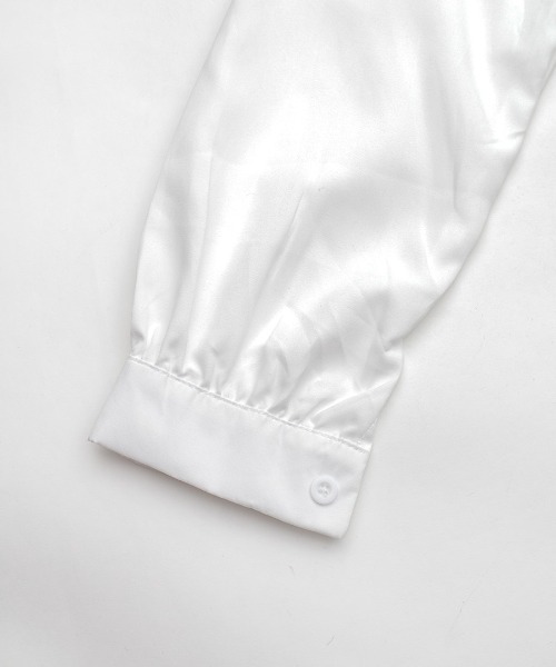 shopnikoniko（ショップニコニコ）の「ブラウス 襟 フリル 長袖 白 黒 ビッグカラー シャツ（シャツ/ブラウス・レディース・ホワイト・フリー）」の9枚目の写真