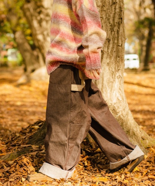 WudgeBoy（ワッジボーイ）の「double knee color denim（デニムパンツ・レディース・カーキ/ブラウン・MEDIUM/LARGE）」の5枚目の写真