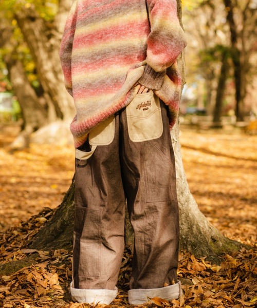WudgeBoy（ワッジボーイ）の「double knee color denim（デニムパンツ・レディース・カーキ/ブラウン・MEDIUM/LARGE）」の7枚目の写真