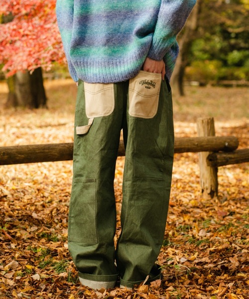 WudgeBoy（ワッジボーイ）の「double knee color denim（デニムパンツ・レディース・カーキ/ブラウン・MEDIUM/LARGE）」の10枚目の写真