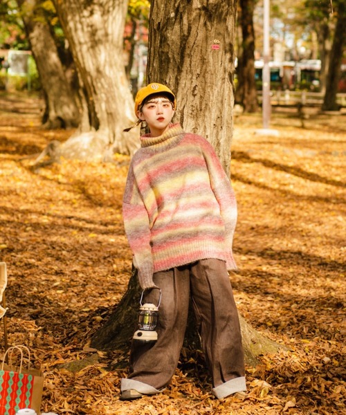 WudgeBoy（ワッジボーイ）の「double knee color denim（デニムパンツ・レディース・カーキ/ブラウン・MEDIUM/LARGE）」の4枚目の写真