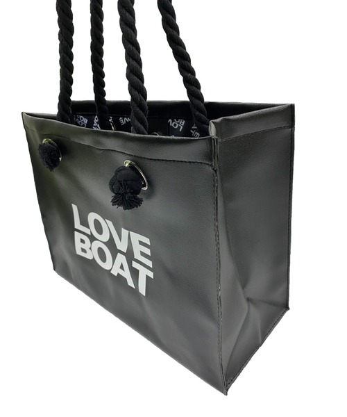 LOVE BOAT ブラックトートバッグ LOVE BOAT（ラブ・ボート）の「□別注 LOVE BOAT トートバッグ