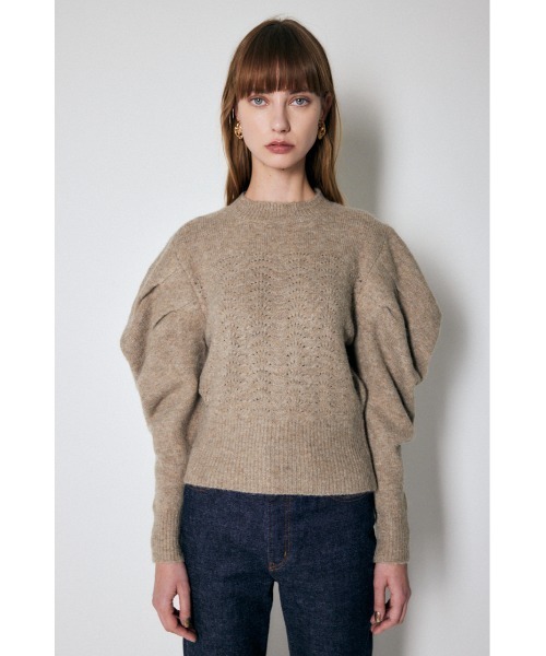 MOUSSY（マウジー）の「EYELET KNIT トップス（ニット/セーター・レディース・ライトパープル/ベージュ/カーキ・FREE）」の2枚目の写真