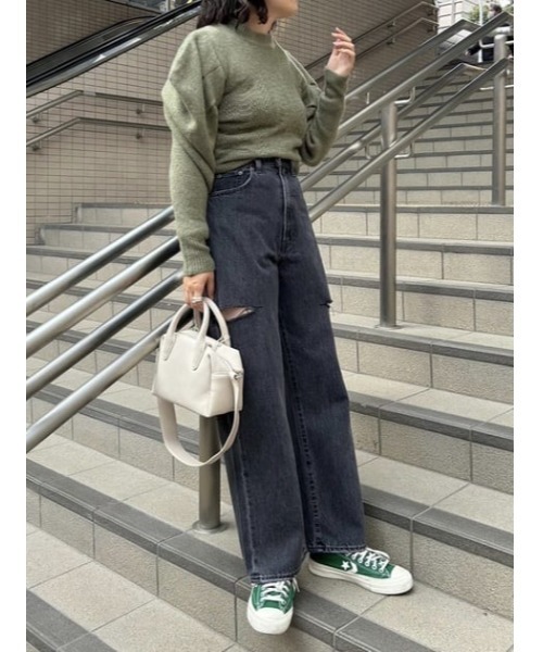 MOUSSY（マウジー）の「EYELET KNIT トップス（ニット/セーター・レディース・ライトパープル/ベージュ/カーキ・FREE）」の18枚目の写真