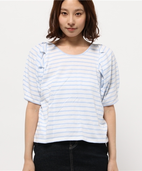 OUTLET(アウトレット)の「【mystic】ボーダータックラグランプルオーバー(Tシャツ/カットソー・レディース・サックスブルー・FREE)」の2枚目の写真