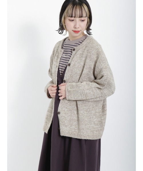 Samansa Mos2（サマンサ モスモス）の「引き揃え前後2WAYニットカーディガン（カーディガン/ボレロ・レディース・グリーン/パープル/ブルー/モカ/チャコール/ベージュ・ﾌﾘ-）」の3枚目の写真