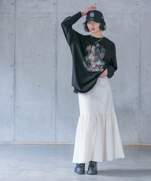 PAGEBOY(ページボーイ)の「ジャガードティアードスカート(スカート・レディース・オフホワイト/ブラック/イエロー系・FREE)」の7枚目の写真