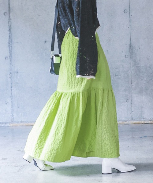 PAGEBOY(ページボーイ)の「ジャガードティアードスカート(スカート・レディース・オフホワイト/ブラック/イエロー系・FREE)」の13枚目の写真