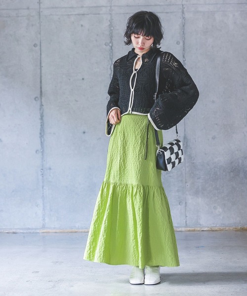 PAGEBOY(ページボーイ)の「ジャガードティアードスカート(スカート・レディース・オフホワイト/ブラック/イエロー系・FREE)」の16枚目の写真