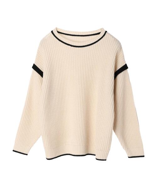 Green　Parks（グリーンパークス）の「配色アゼ編ニットプルオーバー（ニット/セーター・レディース・パープル/オフホワイト/オレンジ・FREE）」の16枚目の写真