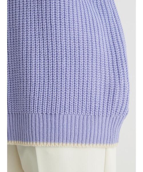 Green　Parks（グリーンパークス）の「配色アゼ編ニットプルオーバー（ニット/セーター・レディース・パープル/オフホワイト/オレンジ・FREE）」の13枚目の写真