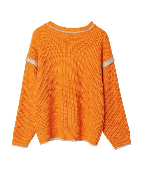 Green　Parks（グリーンパークス）の「配色アゼ編ニットプルオーバー（ニット/セーター・レディース・パープル/オフホワイト/オレンジ・FREE）」の15枚目の写真