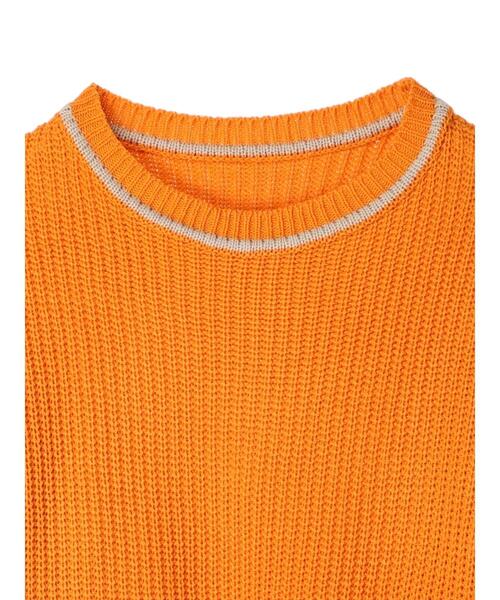 Green　Parks（グリーンパークス）の「配色アゼ編ニットプルオーバー（ニット/セーター・レディース・パープル/オフホワイト/オレンジ・FREE）」の19枚目の写真