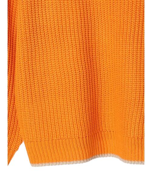 Green　Parks（グリーンパークス）の「配色アゼ編ニットプルオーバー（ニット/セーター・レディース・パープル/オフホワイト/オレンジ・FREE）」の21枚目の写真