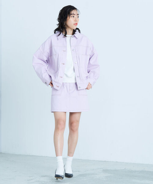 fredy emue(フレディエミュ)の「デニムジャケット(デニムジャケット・レディース・ネイビー/オフホワイト/ラベンダー・38)」の12枚目の写真