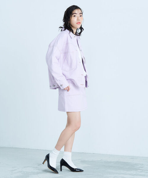 fredy emue(フレディエミュ)の「デニムジャケット(デニムジャケット・レディース・ネイビー/オフホワイト/ラベンダー・38)」の13枚目の写真