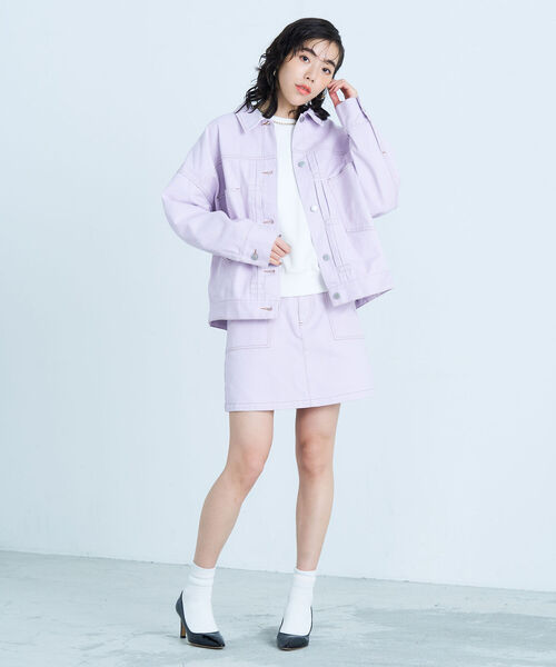 fredy emue(フレディエミュ)の「デニムジャケット(デニムジャケット・レディース・ネイビー/オフホワイト/ラベンダー・38)」の14枚目の写真