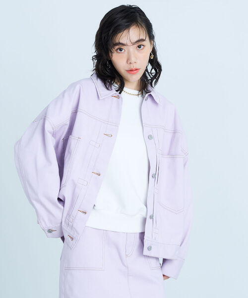 fredy emue(フレディエミュ)の「デニムジャケット(デニムジャケット・レディース・ネイビー/オフホワイト/ラベンダー・38)」の17枚目の写真