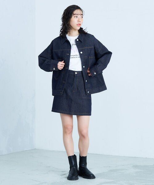 fredy emue(フレディエミュ)の「デニムジャケット(デニムジャケット・レディース・ネイビー/オフホワイト/ラベンダー・38)」の19枚目の写真