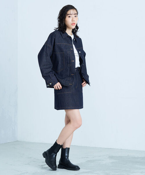 fredy emue(フレディエミュ)の「デニムジャケット(デニムジャケット・レディース・ネイビー/オフホワイト/ラベンダー・38)」の20枚目の写真