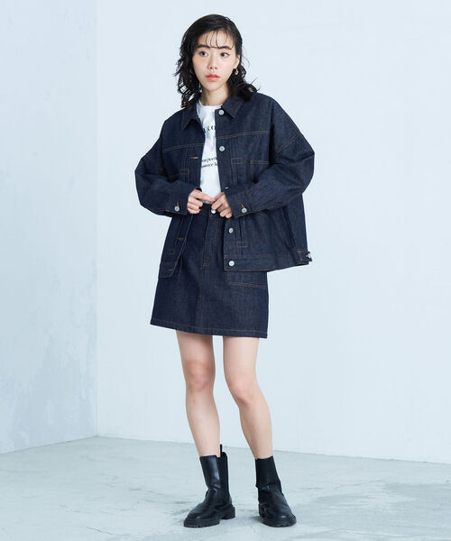 fredy emue(フレディエミュ)の「デニムジャケット(デニムジャケット・レディース・ネイビー/オフホワイト/ラベンダー・38)」の21枚目の写真