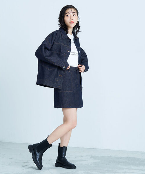 fredy emue(フレディエミュ)の「デニムジャケット(デニムジャケット・レディース・ネイビー/オフホワイト/ラベンダー・38)」の22枚目の写真