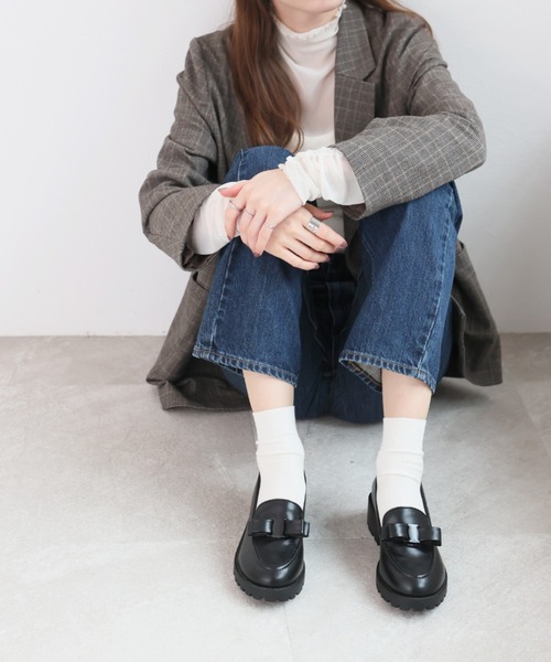 VIVIAN（ヴィヴィアン）の「厚底リボンローファー（ローファー・レディース・ブラック/ベージュ・S/M/L/LL）」の15枚目の写真