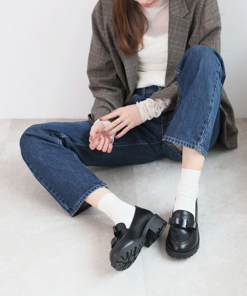 VIVIAN（ヴィヴィアン）の「厚底リボンローファー（ローファー・レディース・ブラック/ベージュ・S/M/L/LL）」の14枚目の写真