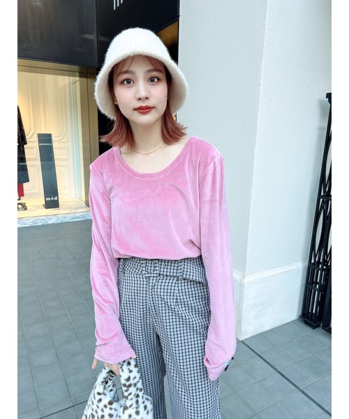 JUMELLE（ジュメロ）の「ベロアルバントップ（Tシャツ/カットソー・レディース・ピンク/アイボリー・FREE）」の15枚目の写真