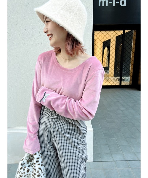 JUMELLE（ジュメロ）の「ベロアルバントップ（Tシャツ/カットソー・レディース・ピンク/アイボリー・FREE）」の6枚目の写真