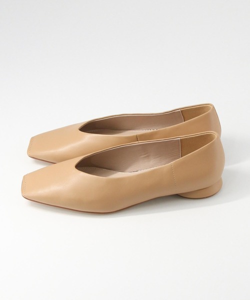 Gready Brilliant（グレディブリリアン）の「レザースクエアトゥフラットシューズ（バレエシューズ・レディース・キャメル/アイボリー・38/37/36）」の3枚目の写真