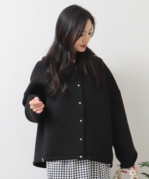 libelle more（リベル モア）の「ダイバー素材　フード付きジャケット（その他アウター・レディース・ベージュ/ネイビー/アイボリー/ブラック/杢グレー/チャコールグレー/モカ・M/L）」の18枚目の写真